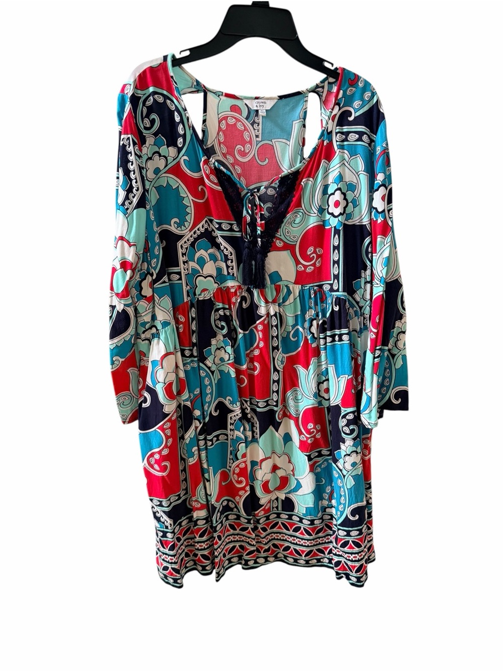 crown & ivy Multicolor Paisley Tie-Front Tunic